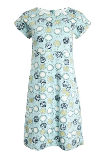 Weird Fish Blue Tallahassee Organic Cotton Printed Day Dress 8 Weird Fish Blue Tallahassee Organic Cotton Printed Day Dress - Image 8