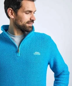 Weird Fish Blue Stern 1/4 Zip Eco Maraoni Sweatshirt