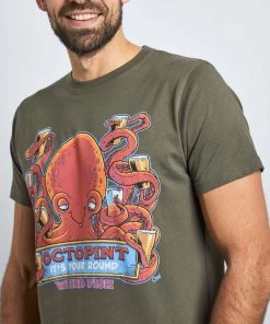 Weird Fish Green Octopint Organic Cotton Artist T-Shirt