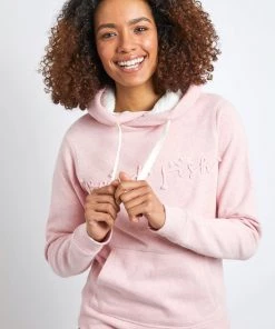 Weird Fish Pink Bodhi Recycled Organic Snow Marl Hoodie