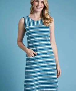 Weird Fish Risso Blue Organic Cotton Striped Dress