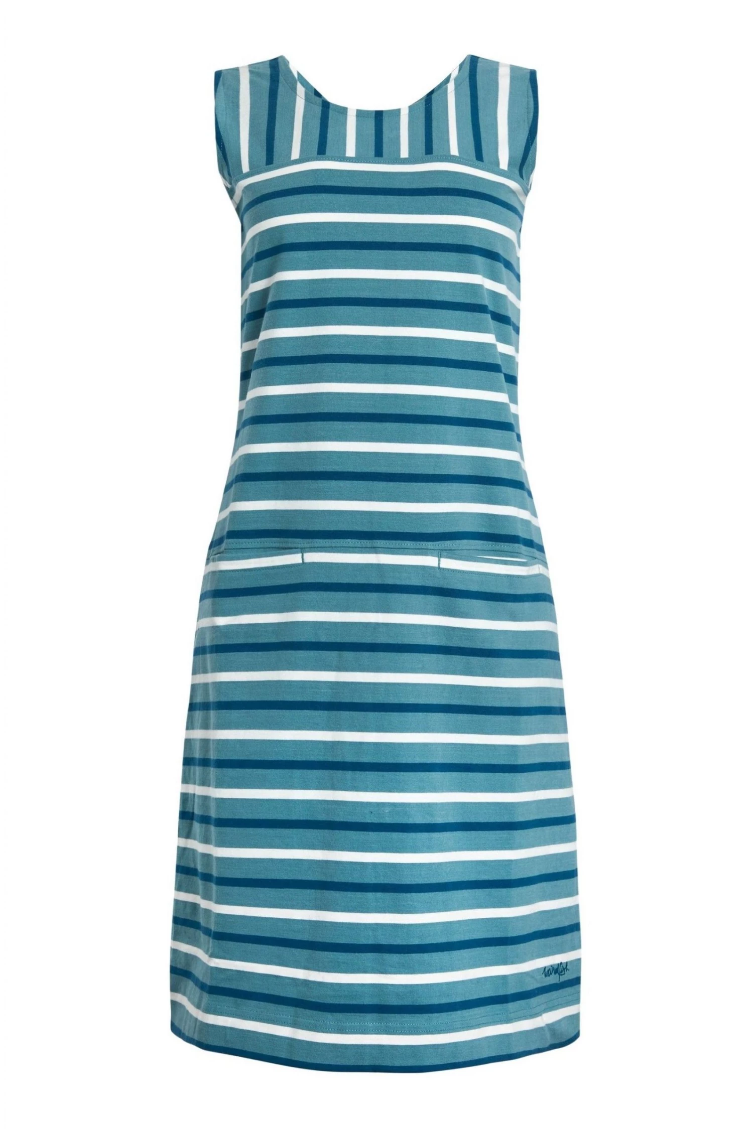Weird Fish Risso Blue Organic Cotton Striped Dress 4 Weird Fish Risso Blue Organic Cotton Striped Dress - Image 4