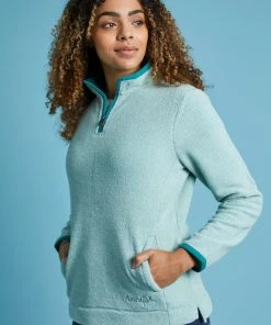 Weird Fish Green Georgina Recycled 1/4 Zip Fleece