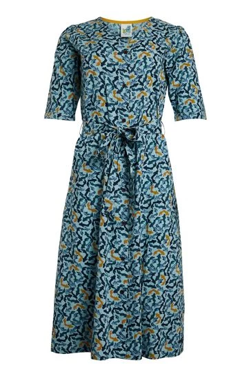 Weird Fish Green Milli EcoVero™ Printed Midi Dress 5 Weird Fish Green Milli EcoVero™ Printed Midi Dress - Image 5