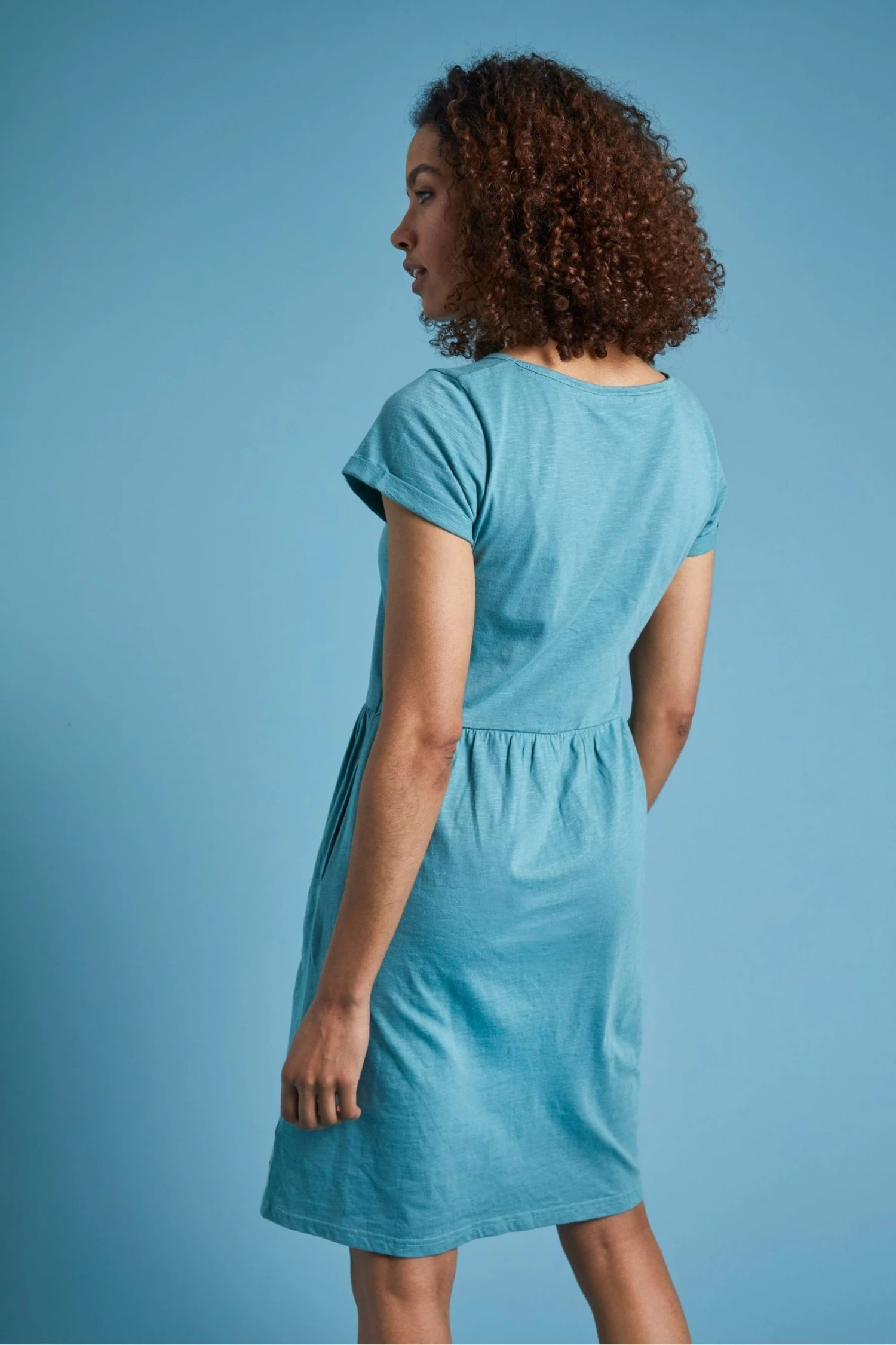 Weird Fish Green Kalee Organic Cotton Plain Dress 2 Weird Fish Green Kalee Organic Cotton Plain Dress - Image 2