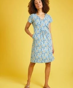 Weird Fish Green Simmee Organic Cotton Printed Wrap Dress -Weird Fish Sales unnamed file 601