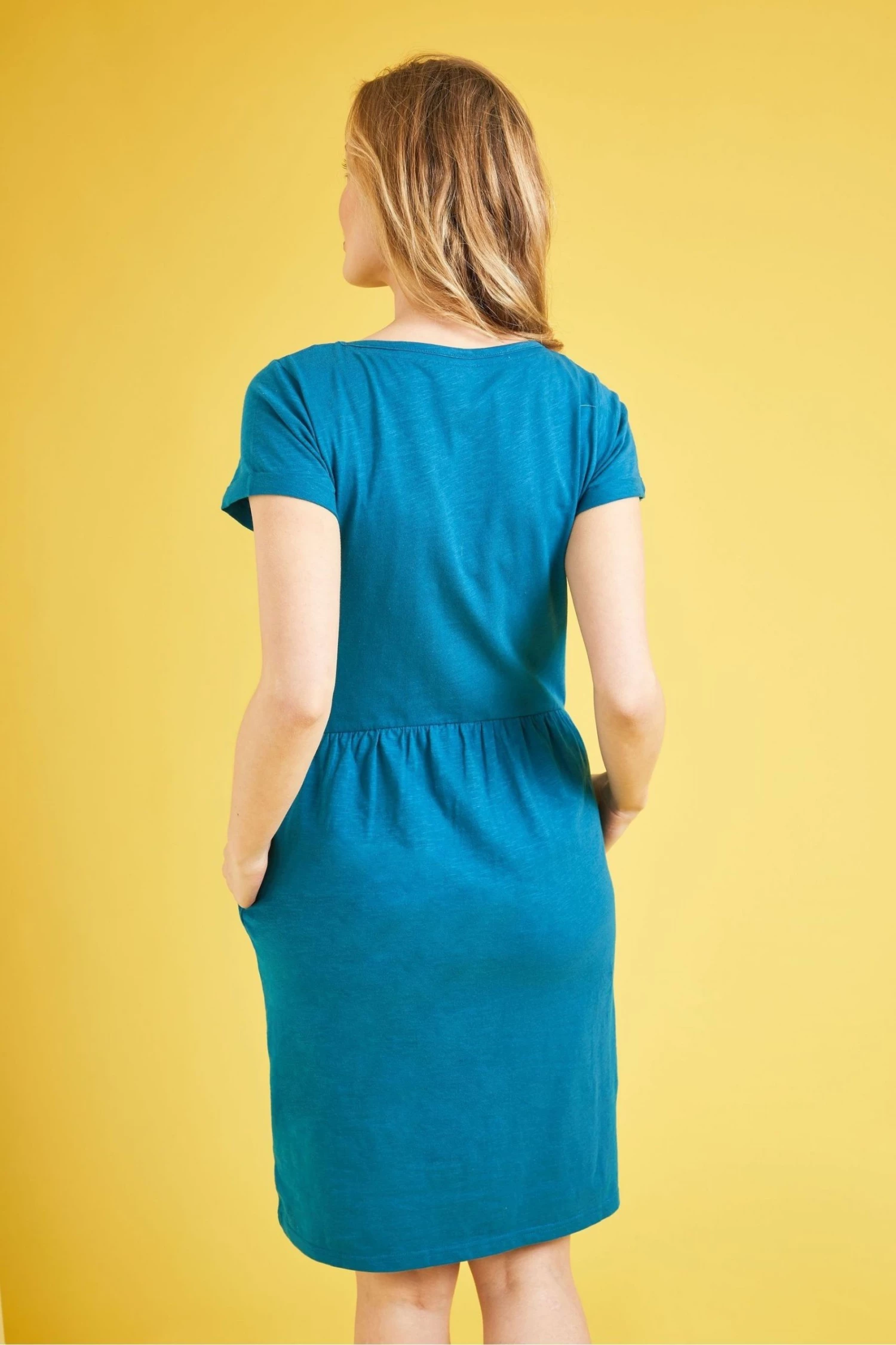 Weird Fish Blue Kalee Organic Cotton Jersey Dress 2 Weird Fish Blue Kalee Organic Cotton Jersey Dress - Image 2