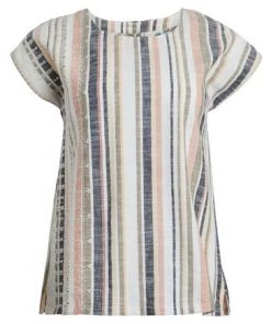 Weird Fish Cream Bergamo Organic Cotton Woven Striped Top -Weird Fish Sales unnamed file 635