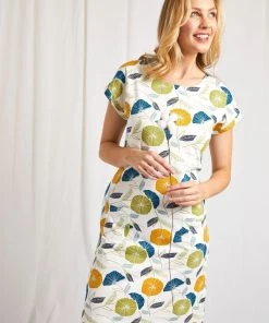 Weird Fish Tallahassee White Organic Cotton Printed Day Dress