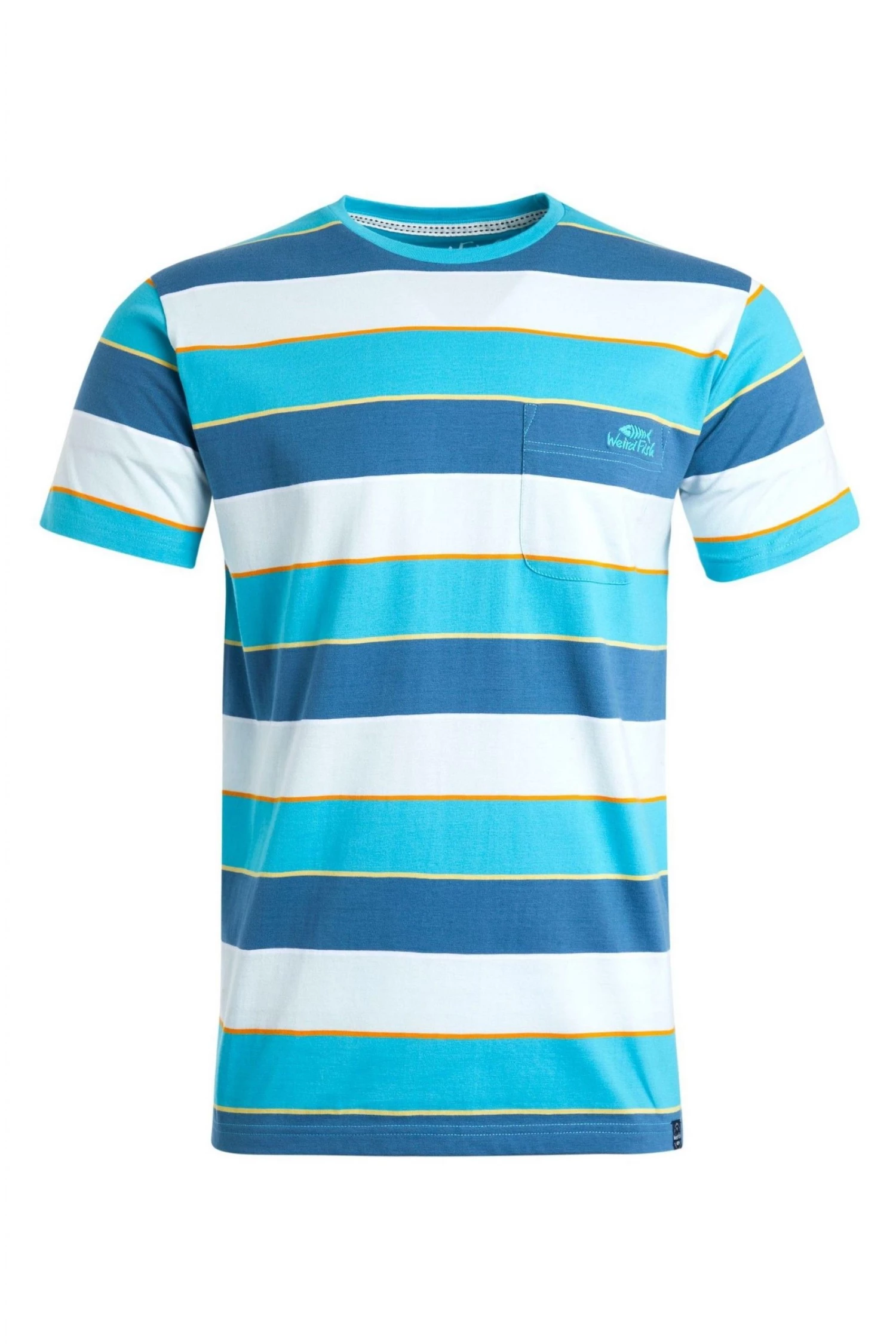 Weird Fish Green Leith Organic Cotton Stripe Pocket T-Shirt 1 Weird Fish Green Leith Organic Cotton Stripe Pocket T-Shirt