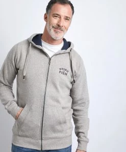 Weird Fish Grey Organic Snow Marl Full Zip Hoodie