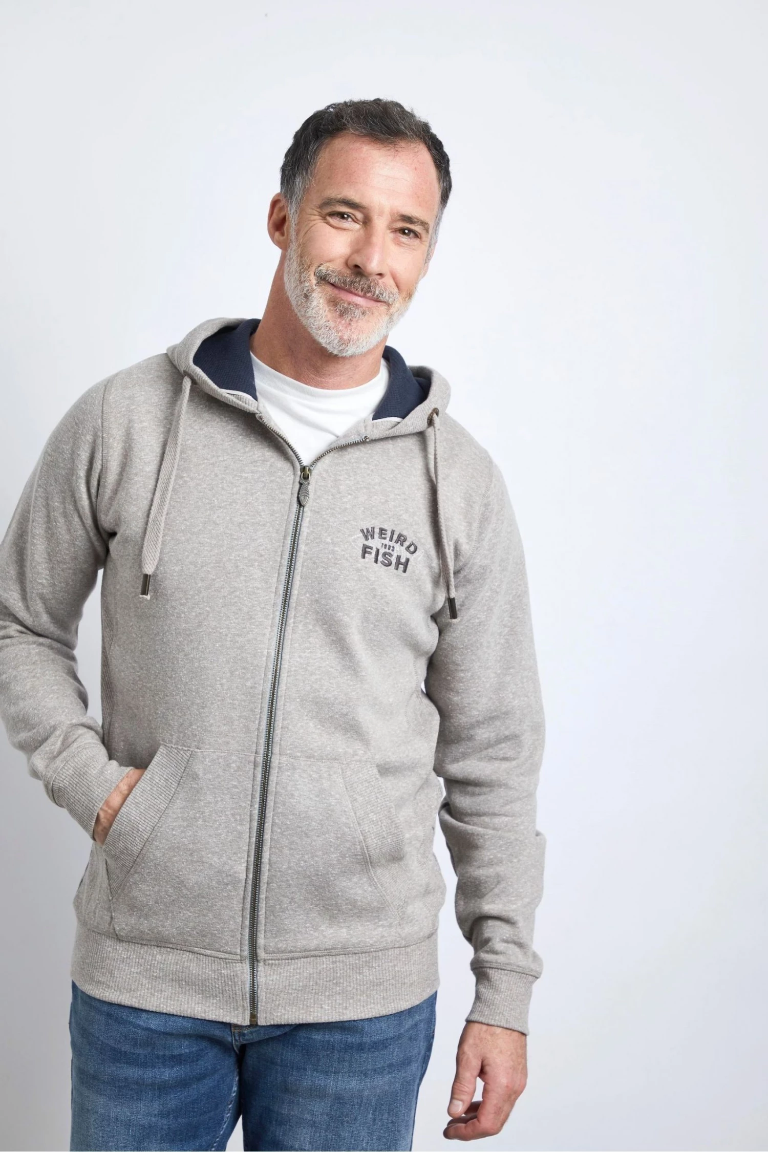 Weird Fish Grey Organic Snow Marl Full Zip Hoodie 1 Weird Fish Grey Organic Snow Marl Full Zip Hoodie