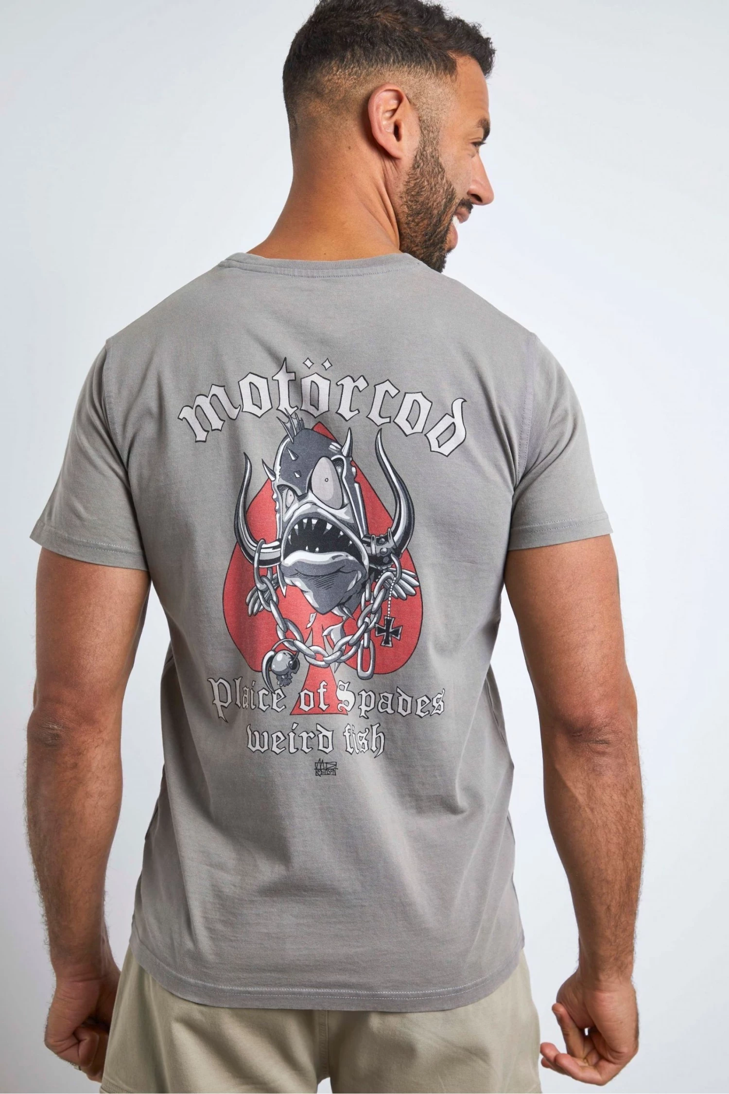 Weird Fish Grey Motorcod Organic Cotton Heritage Artist T-Shirt 2 Weird Fish Grey Motorcod Organic Cotton Heritage Artist T-Shirt - Image 2