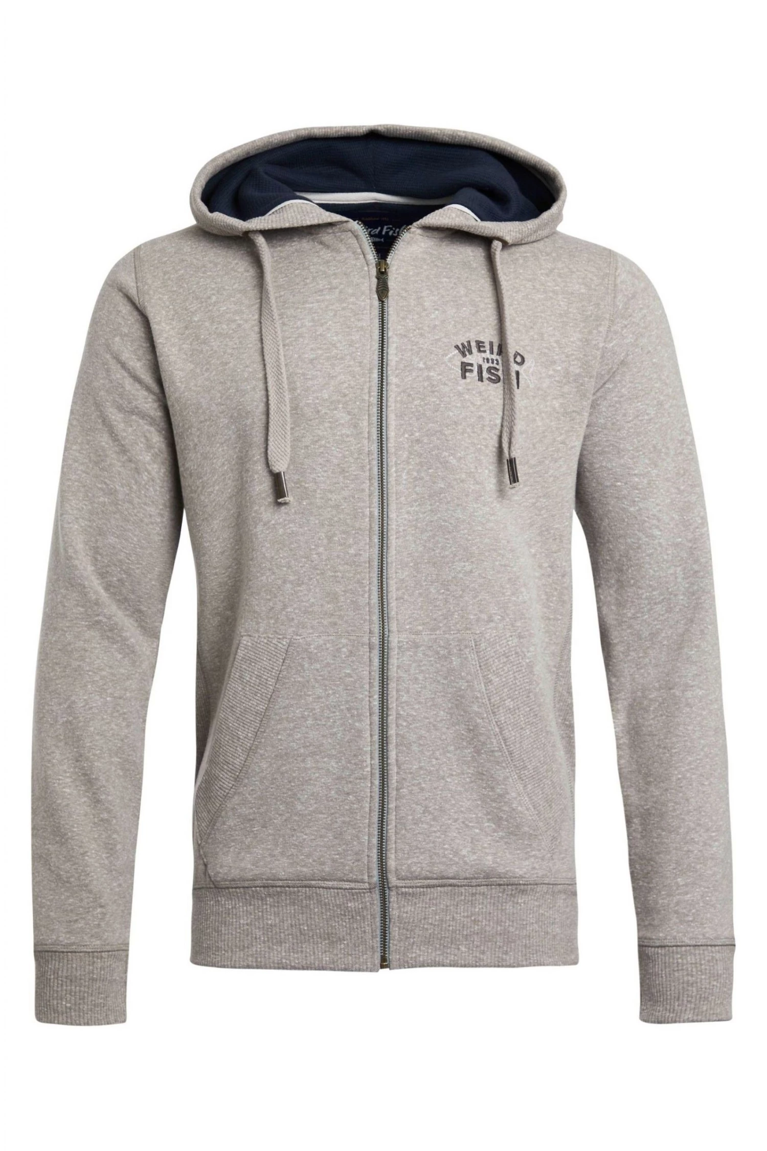 Weird Fish Grey Organic Snow Marl Full Zip Hoodie 3 Weird Fish Grey Organic Snow Marl Full Zip Hoodie - Image 3