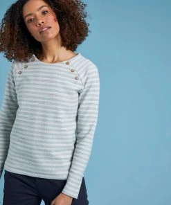 Weird Fish Green Cotton Striped Crew Neck Sweatshirt