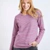 Weird Fish Pink Organic Cotton Striped Crew-Neck Sweatshirt