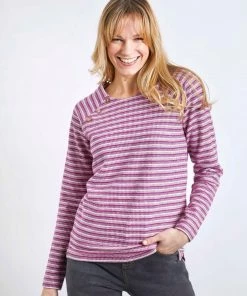 Weird Fish Pink Organic Cotton Striped Crew-Neck Sweatshirt