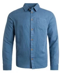 Weird Fish Blue Stronsay Linen Blend Long Sleeve Shirt -Weird Fish Sales unnamed file 780