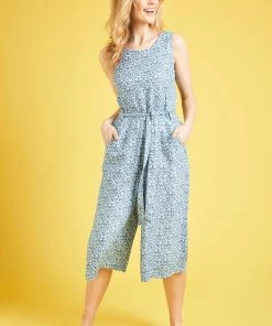 Weird Fish Blue Lissie Printed Tencel™ Jumpsuit