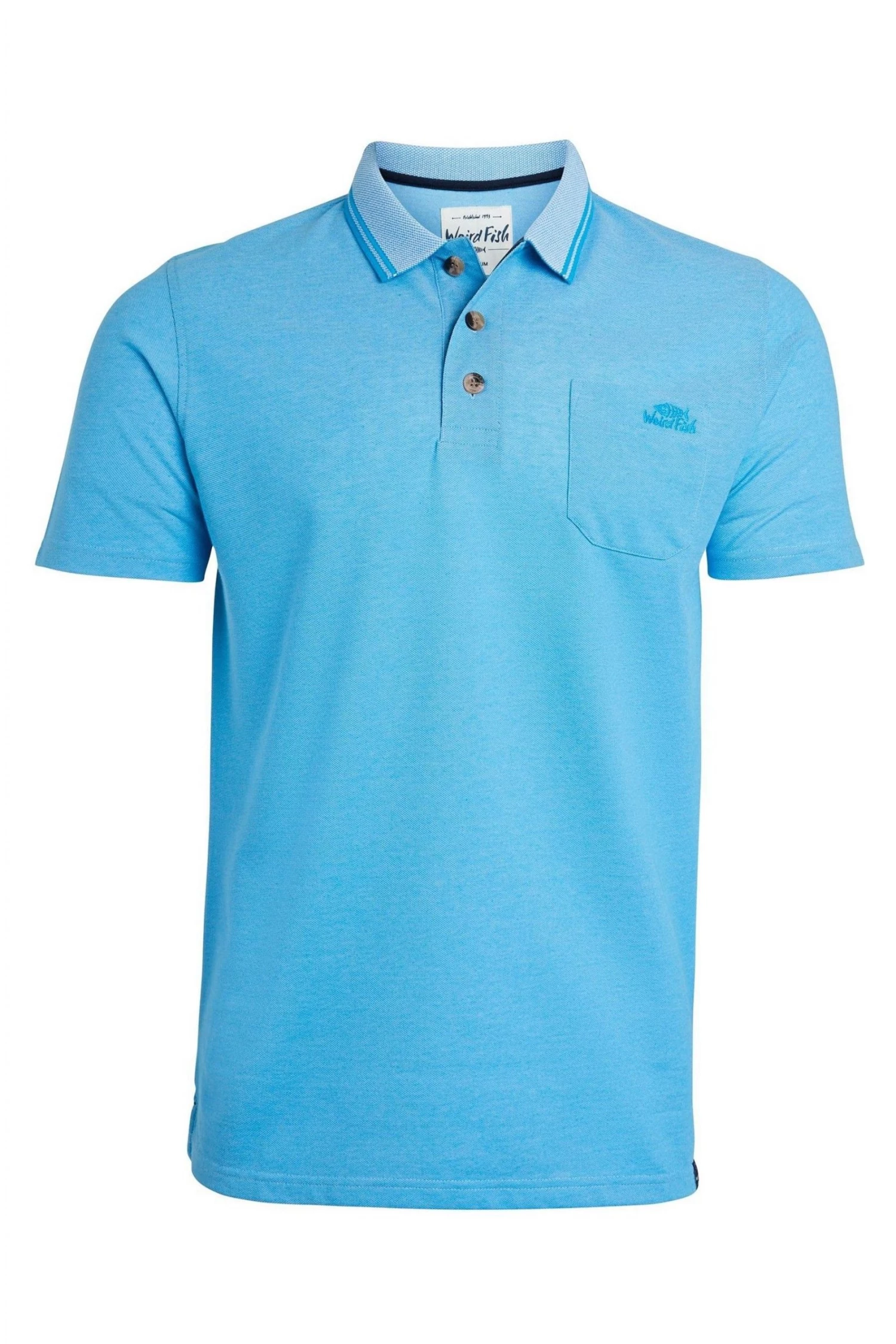 Weird Fish Blue Harlow Recycled Organic Pique Polo Shirt 2 Weird Fish Blue Harlow Recycled Organic Pique Polo Shirt - Image 2