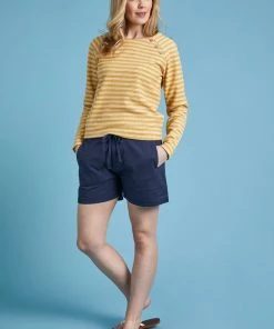 Weird Fish Yellow Cotton Striped Crew-Neck Sweatshirt