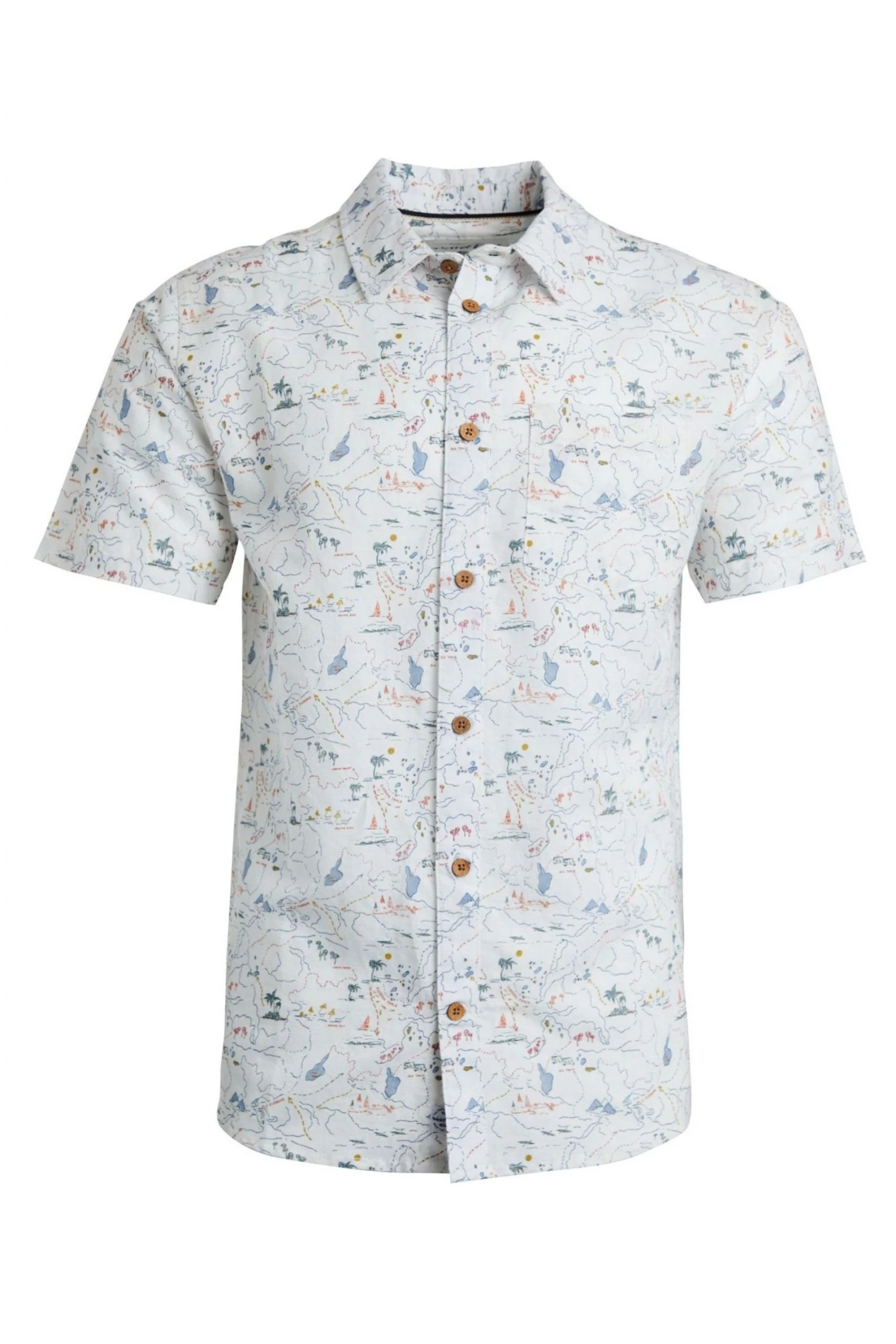 Weird Fish Cream Tribena Short Sleeve Linen Blend Shirt 1 Weird Fish Cream Tribena Short Sleeve Linen Blend Shirt