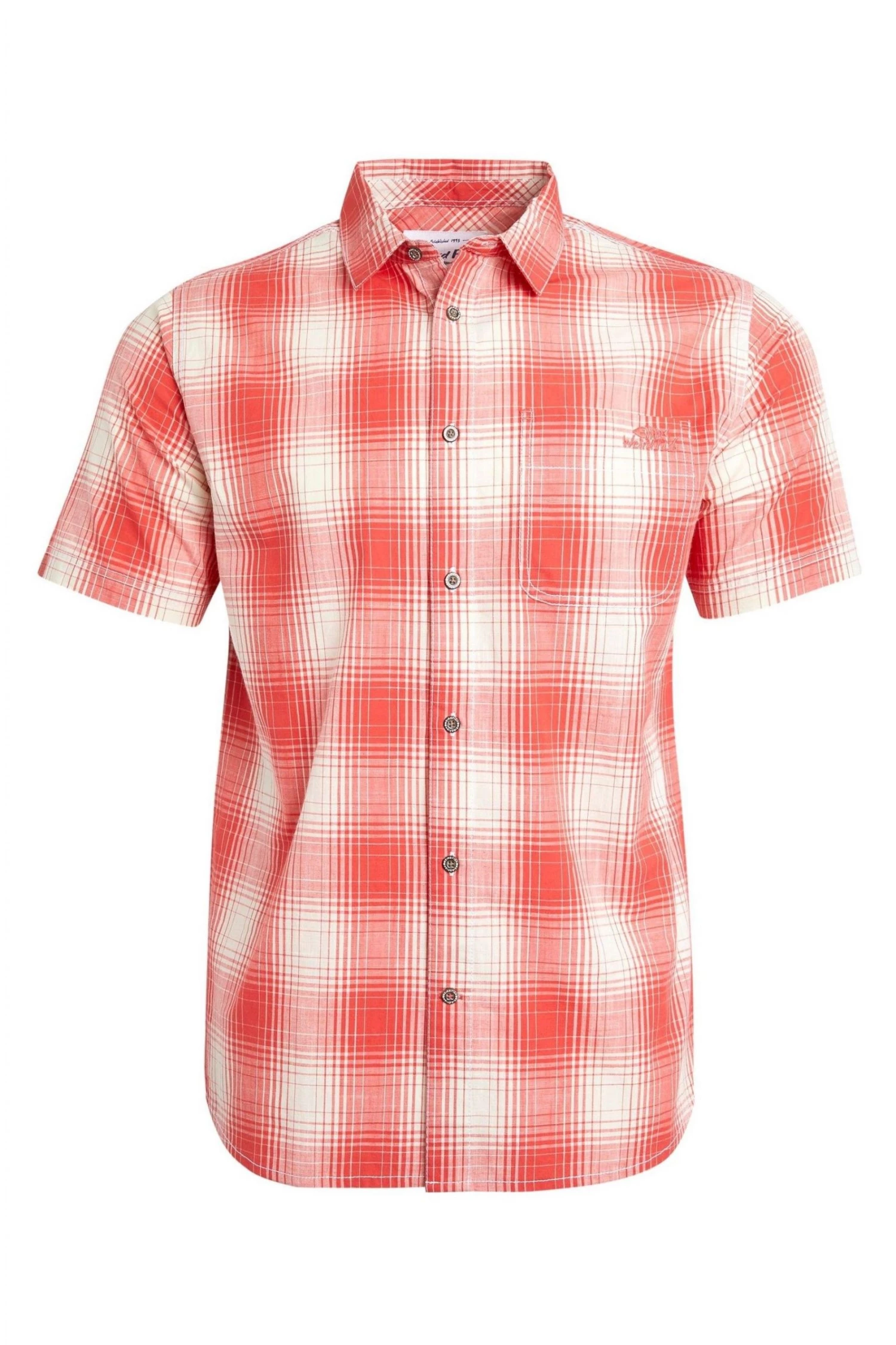 Weird Fish Orange Cotton Slub Short Sleeve Check Shirt 3 Weird Fish Orange Cotton Slub Short Sleeve Check Shirt - Image 3