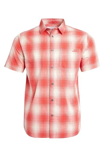 Weird Fish Orange Cotton Slub Short Sleeve Check Shirt 5 Weird Fish Orange Cotton Slub Short Sleeve Check Shirt - Image 5