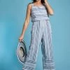 Weird Fish Blue Otavia Organic Cotton Striped Jumpsuit