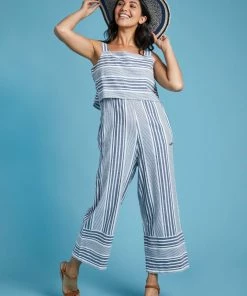 Weird Fish Blue Otavia Organic Cotton Striped Jumpsuit -Weird Fish Sales unnamed file 891 scaled