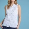 Weird Fish White Lazio Organic Cotton Printed Sleeveless Shirt