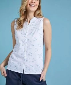 Weird Fish White Lazio Organic Cotton Printed Sleeveless Shirt -Weird Fish Sales unnamed file 932