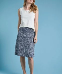 Weird Fish Blue Malmo Printed Organic Cotton Jersey Skirt