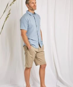Weird Fish Blue Westray Short Sleeve Linen Rich Faded Shirt -Weird Fish Sales unnamed file 970 scaled