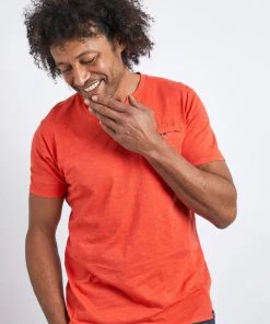 Weird Fish Orange Organic Cotton Short Sleeve Henley Top